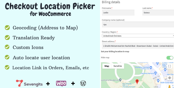 WooCommerce Checkout Location Picker – Sevengits Preview Wordpress Plugin - Rating, Reviews, Demo & Download