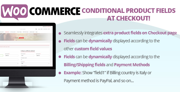 WooCommerce Conditional Product Fields At Checkout Preview Wordpress Plugin - Rating, Reviews, Demo & Download