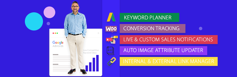 Woocommerce Conversion Tracking, Live Sales Notification, Interlinks Manager, SEO Image Optimizer, Keyword Research Preview Wordpress Plugin - Rating, Reviews, Demo & Download