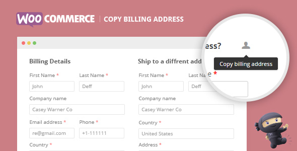 WooCommerce Copy Billing Address Preview Wordpress Plugin - Rating, Reviews, Demo & Download