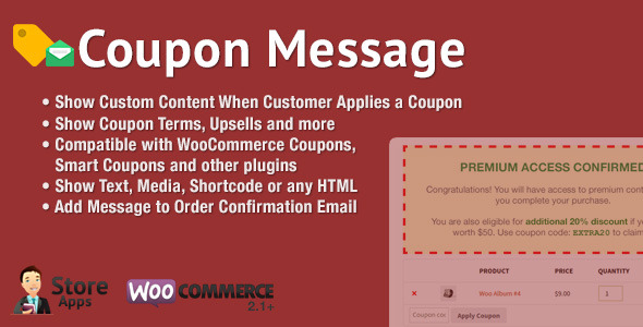 WooCommerce Coupon Message Preview Wordpress Plugin - Rating, Reviews, Demo & Download