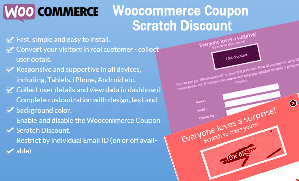 WooCommerce Coupon Scratch Discount Preview Wordpress Plugin - Rating, Reviews, Demo & Download