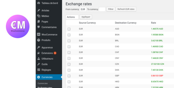 WooCommerce Currency Manager (WCCM) Preview Wordpress Plugin - Rating, Reviews, Demo & Download