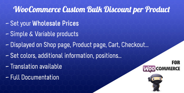 Woocommerce Custom Bulk Discount Per Product Preview Wordpress Plugin - Rating, Reviews, Demo & Download