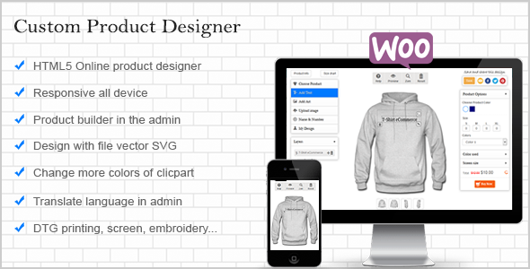 WooCommerce Custom Product Designer Preview Wordpress Plugin - Rating, Reviews, Demo & Download