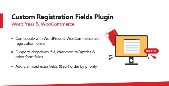WooCommerce Custom Registration Fields Plugin Preview - Rating, Reviews, Demo & Download