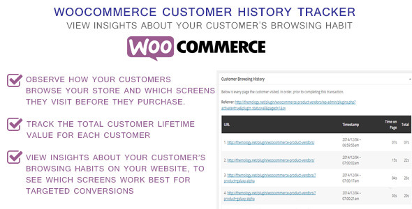 Woocommerce Customer History Tracker Preview Wordpress Plugin - Rating, Reviews, Demo & Download