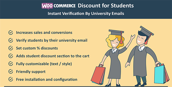 Woocommerce Discount For Students – Instant Verification By University Emails Preview Wordpress Plugin - Rating, Reviews, Demo & Download
