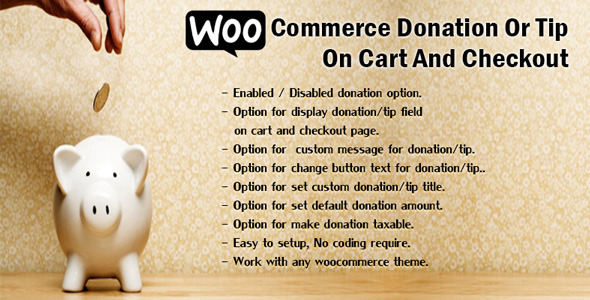 WooCommerce Donation Or Tip On Cart And Checkout Preview Wordpress Plugin - Rating, Reviews, Demo & Download