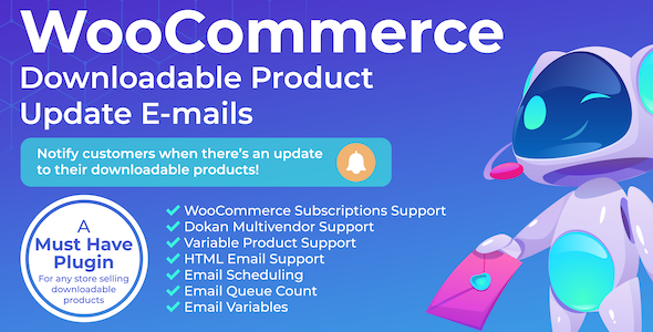 WooCommerce Downloadable Product Update E-mails Preview Wordpress Plugin - Rating, Reviews, Demo & Download