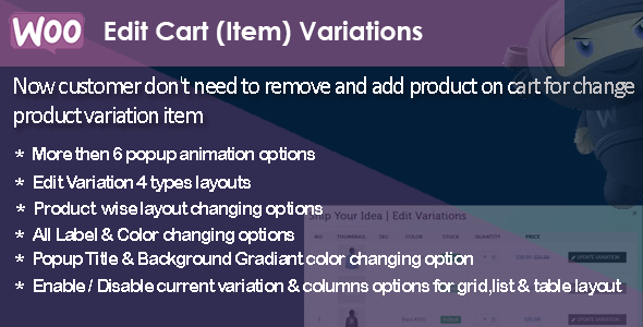WooCommerce Edit Cart Item Variations Preview Wordpress Plugin - Rating, Reviews, Demo & Download