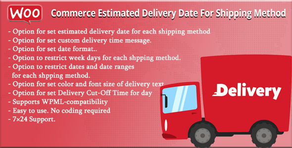 WooCommerce Estimated Delivery Date For Shipping Method Preview Wordpress Plugin - Rating, Reviews, Demo & Download