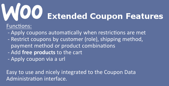 WooCommerce Extended Coupon Features Preview Wordpress Plugin - Rating, Reviews, Demo & Download
