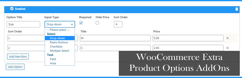 WooCommerce Extra Product Options AddOns Preview Wordpress Plugin - Rating, Reviews, Demo & Download