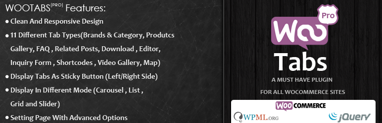 Woocommerce Extra Product Tab Preview Wordpress Plugin - Rating, Reviews, Demo & Download