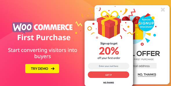 WooCommerce First Purchase Discount Promotion – Subscribe Popup – Coupon Emails Preview Wordpress Plugin - Rating, Reviews, Demo & Download