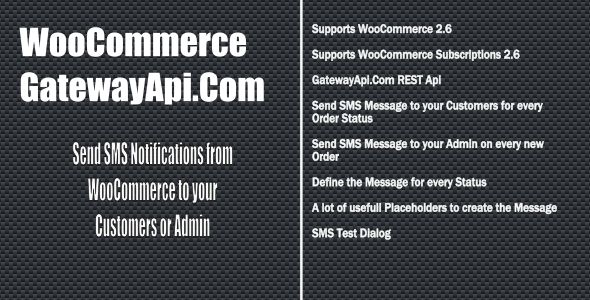 WooCommerce GatewayApi SMS Notifications Preview Wordpress Plugin - Rating, Reviews, Demo & Download