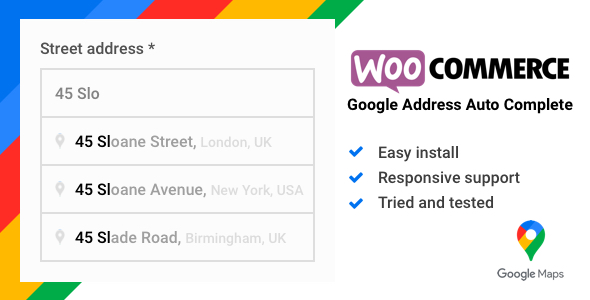 WooCommerce Google Address Auto Complete Preview Wordpress Plugin - Rating, Reviews, Demo & Download