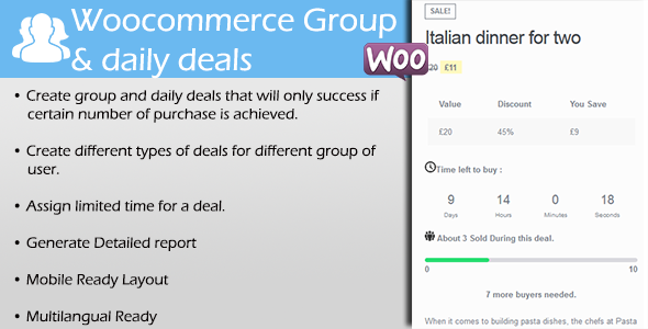 WooCommerce Group & Daily Deals Preview Wordpress Plugin - Rating, Reviews, Demo & Download