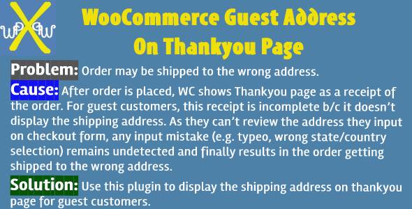 WooCommerce Guest Address On Thankyou Page Preview Wordpress Plugin - Rating, Reviews, Demo & Download