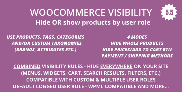 WooCommerce Hide Products, Categories, Prices, Payment And Shipping By User Role Preview Wordpress Plugin - Rating, Reviews, Demo & Download
