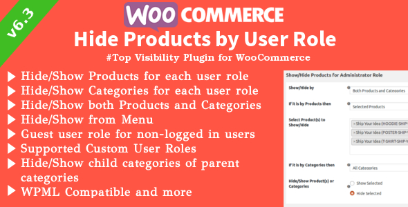 WooCommerce Hide Products | Products, Categories Visibility By User Roles Preview Wordpress Plugin - Rating, Reviews, Demo & Download