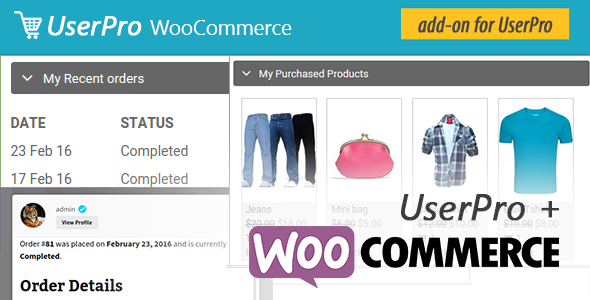 WooCommerce Integration For UserPro Preview Wordpress Plugin - Rating, Reviews, Demo & Download
