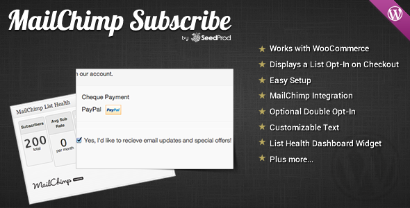 WooCommerce MailChimp Subscribe – WordPress Plugin Preview - Rating, Reviews, Demo & Download