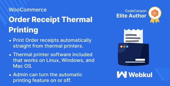 WooCommerce Order Receipt Thermal Printing Preview Wordpress Plugin - Rating, Reviews, Demo & Download