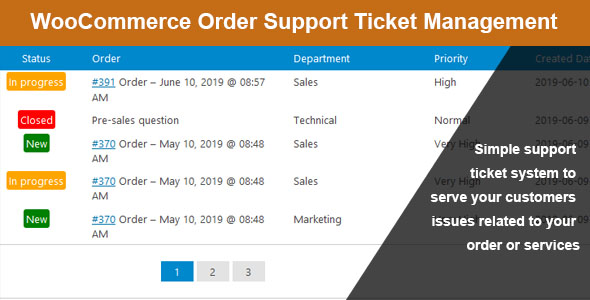 WooCommerce Order Support Ticket Management Preview Wordpress Plugin - Rating, Reviews, Demo & Download
