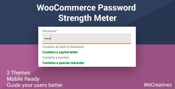 WooCommerce Password Strength Meter Preview Wordpress Plugin - Rating, Reviews, Demo & Download
