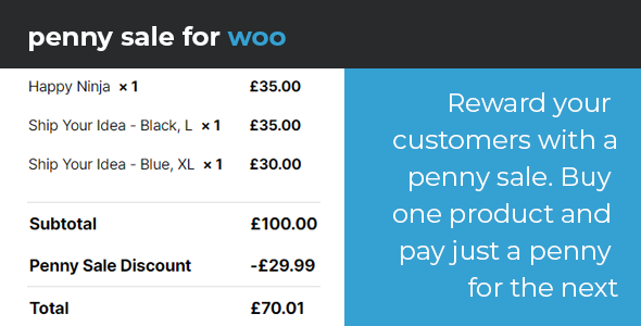 WooCommerce Penny Sale Preview Wordpress Plugin - Rating, Reviews, Demo & Download
