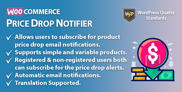 WooCommerce Price Drop Notifier | Product Price Drop Alerts Preview Wordpress Plugin - Rating, Reviews, Demo & Download