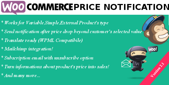 Woocommerce Price Notification Preview Wordpress Plugin - Rating, Reviews, Demo & Download
