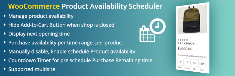 Woocommerce Product Availability Scheduler Preview Wordpress Plugin - Rating, Reviews, Demo & Download