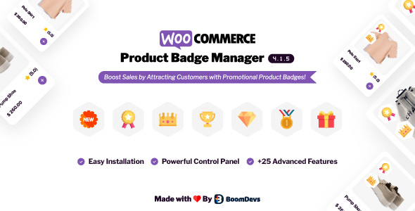 WooCommerce Product Badge Manager Preview Wordpress Plugin - Rating, Reviews, Demo & Download
