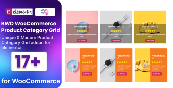 WooCommerce Product Category Grid Addon For Elementor Preview Wordpress Plugin - Rating, Reviews, Demo & Download