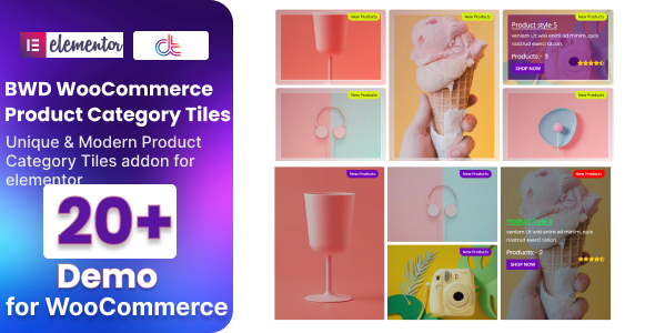 WooCommerce Product Category Tiles Addon For Elementor Preview Wordpress Plugin - Rating, Reviews, Demo & Download