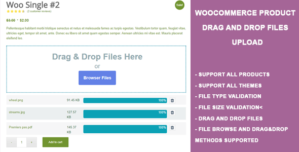 WooCommerce Product Drag And Drop Files Upload Preview Wordpress Plugin - Rating, Reviews, Demo & Download