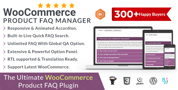 WooCommerce Product FAQ Manager Preview Wordpress Plugin - Rating, Reviews, Demo & Download