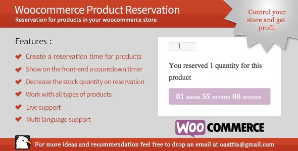 Woocommerce Product Reservation Preview Wordpress Plugin - Rating, Reviews, Demo & Download