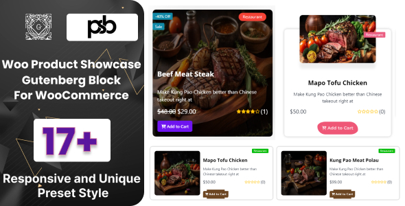 WooCommerce Product Showcase Gutenberg Block Preview Wordpress Plugin - Rating, Reviews, Demo & Download