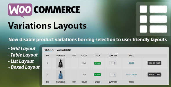 WooCommerce Product Variations Layouts Preview Wordpress Plugin - Rating, Reviews, Demo & Download
