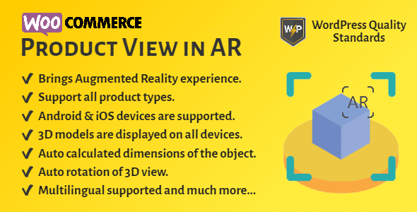WooCommerce Product View In AR (Augmented Reality) | 3D Product View Preview Wordpress Plugin - Rating, Reviews, Demo & Download