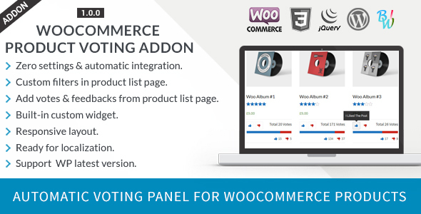 WooCommerce Product Voting Addon Preview Wordpress Plugin - Rating, Reviews, Demo & Download
