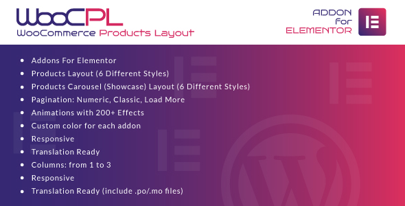 WooCommerce Products Layout For Elementor WordPress Plugin Preview - Rating, Reviews, Demo & Download