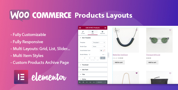 WooCommerce Products Layouts For Elementor Preview Wordpress Plugin - Rating, Reviews, Demo & Download