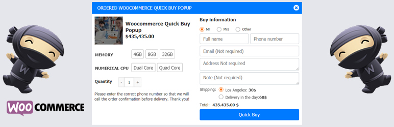 Woocommerce Quick Buy Popup Preview Wordpress Plugin - Rating, Reviews, Demo & Download