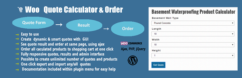 Woocommerce Quote Calculator Preview Wordpress Plugin - Rating, Reviews, Demo & Download