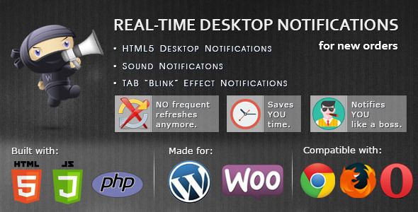 WooCommerce Real-time Desktop Notifications Preview Wordpress Plugin - Rating, Reviews, Demo & Download